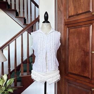 Rampage Deadstock Vintage White Sleeveless Ruffle Blouse NWT Y2k 90s